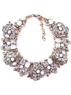 𝅺🆕 Stunning Statement Necklace Colorful Glass Crystal Collar Choker SEXY NWT 👀